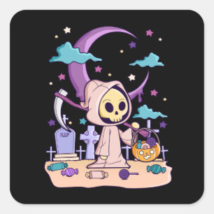 Halloween Horror Gift Pastel Goth Creepy Kawaii Quadratischer Aufkleber