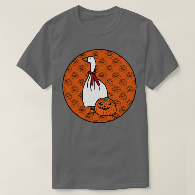 Halloween Horror Goose Orange Round T-Shirt (Design vorne)