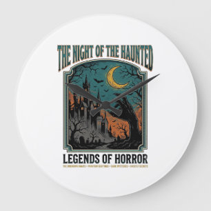 Halloween-Horror-Gruselige Nacht Vintage-Spooky_1 Große Wanduhr