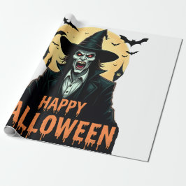 Halloween Horror Hexe mit Roten Augen Geschenkpapier