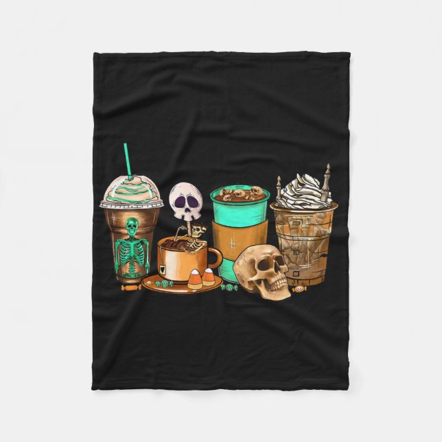 Halloween Horror Latte Coffee Cups Skelett Hand A Fleecedecke (Vorderseite)