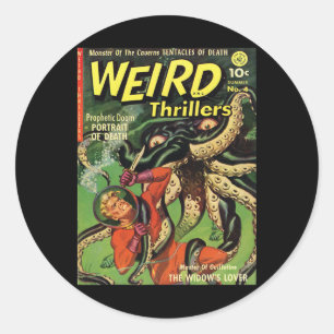 Halloween Horror Monster Vintages Comic Buchreklam Runder Aufkleber
