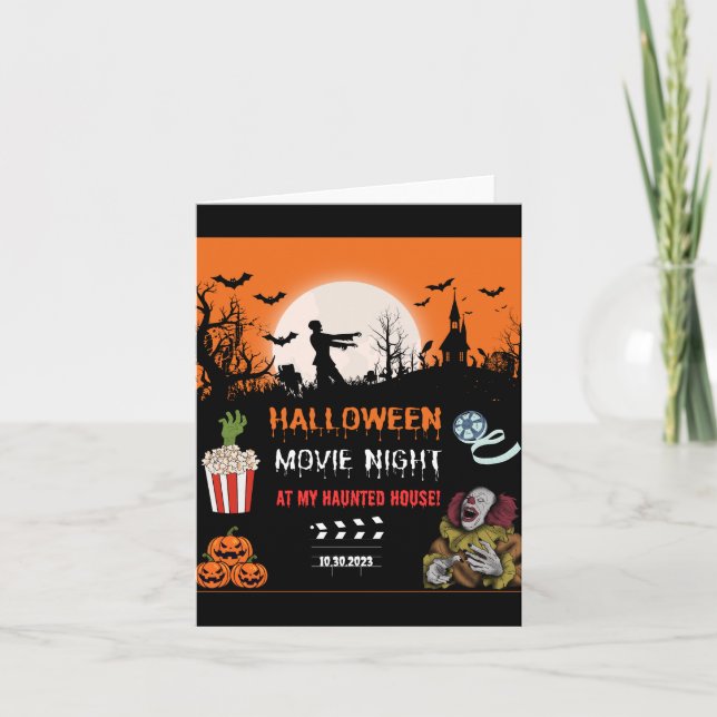 Halloween Horror Movie Night Party Invitation Einladung (Vorderseite)