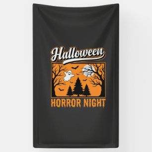 Halloween Horror Night Retro-Geisterwald Banner