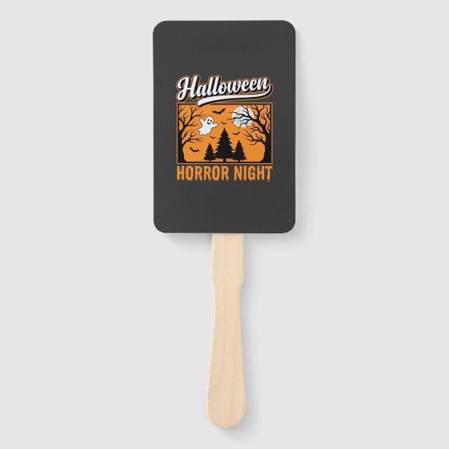 Halloween Horror Night Retro-Geisterwald Fächer (Vorderseite)