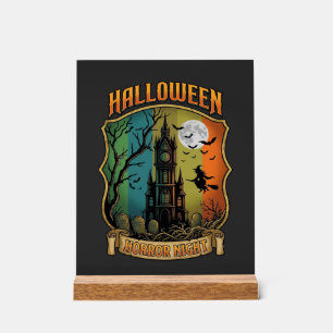 Halloween Horror Night Spukhaus Hexe Vollmond Acrylschild