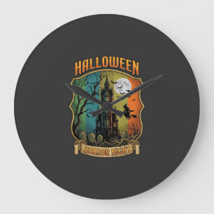 Halloween Horror Night Spukhaus Hexe Vollmond Große Wanduhr