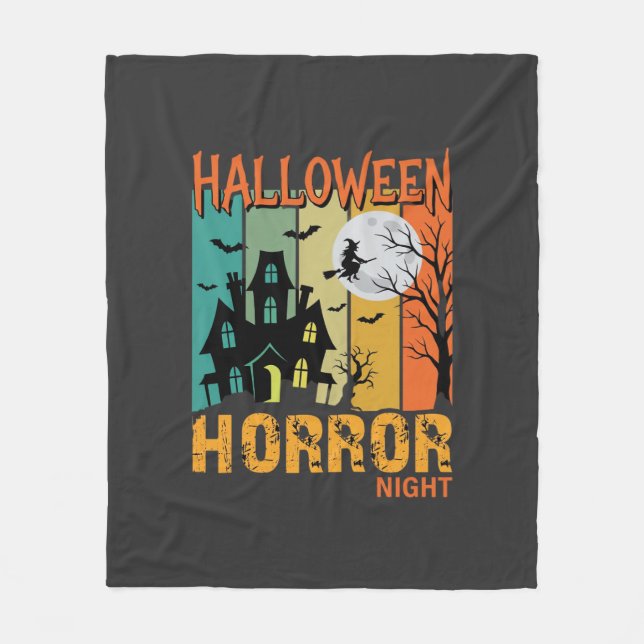 Halloween Horror Night Spukhaus Vektor_1 Fleecedecke (Vorderseite)