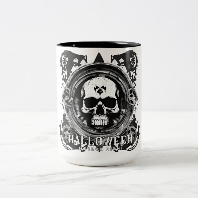 Halloween Horror Night Zweifarbige Tasse (Mittel)