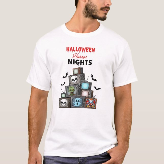 Halloween Horror Nights Beängstigend Ghost T-Shirt (Vorderseite)