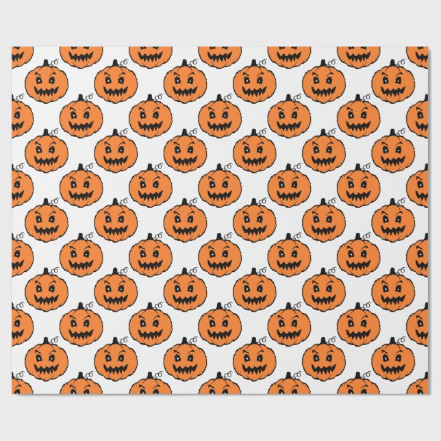 Halloween Horror Pumpkin Pattern Wrapping Paper Geschenkpapier (Flach)