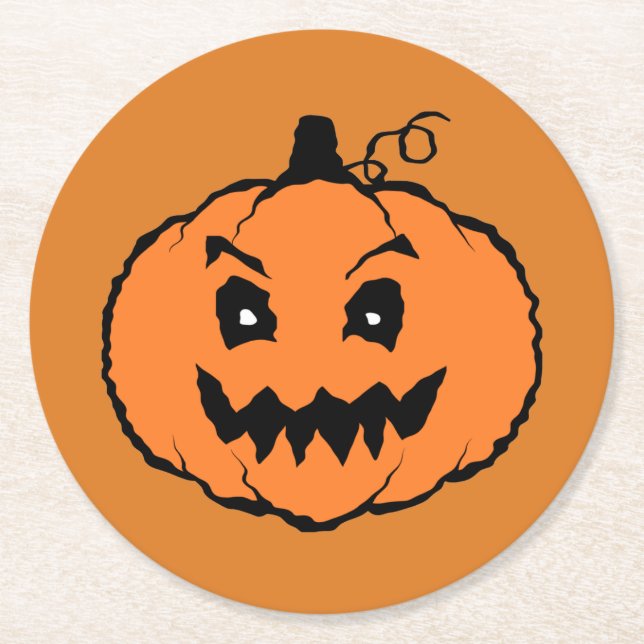 Halloween Horror Pumpkin Runder Pappuntersetzer (Vorderseite)