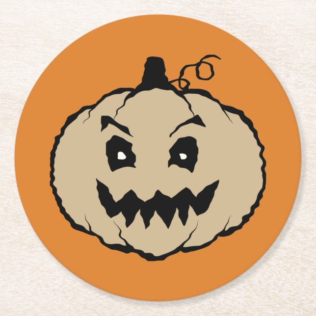 Halloween Horror Pumpkin Zombie Runder Pappuntersetzer (Vorderseite)