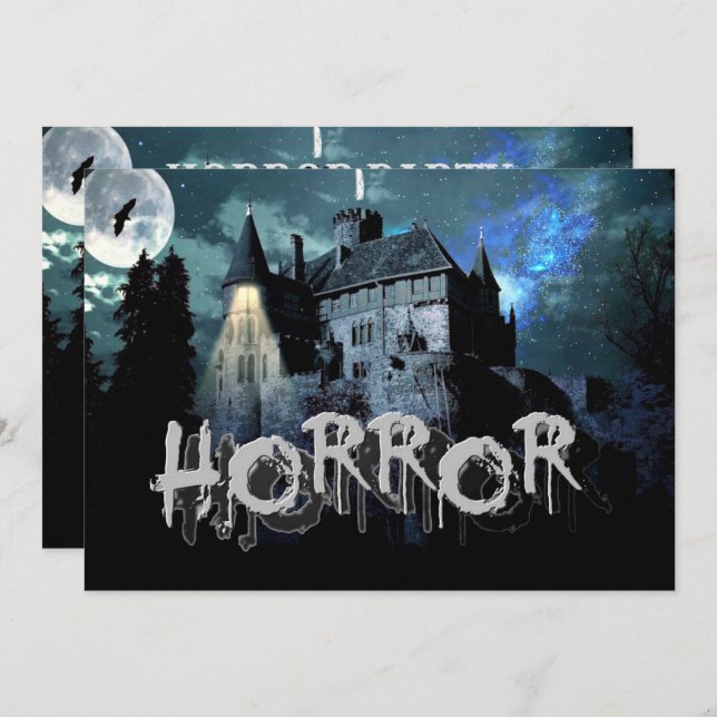 Halloween Horror Spuk House Beängstigend Blue Nigh Einladung (Vorne/Hinten)