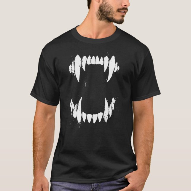Halloween Horror Wolf Dog Vampire Monster Teeth Co T-Shirt (Vorderseite)