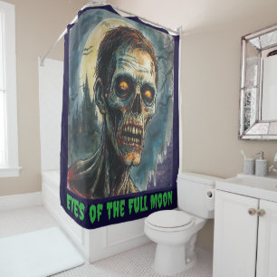 Halloween, Horror, Zombie, Augen des Vollmonds Duschvorhang