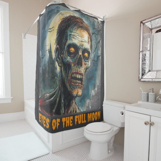 Halloween, Horror, Zombie, Augen des Vollmonds Duschvorhang (Beispiel)
