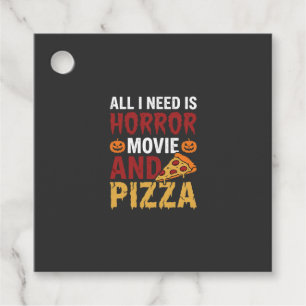 Halloween-Horrorfilm- und Pizza-Typografie Geschenkanhänger