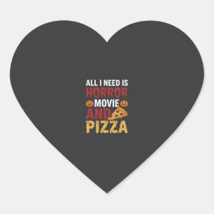 Halloween-Horrorfilm- und Pizza-Typografie Herz-Aufkleber