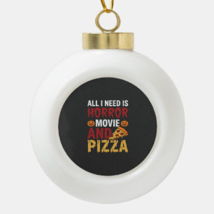 Halloween-Horrorfilm- und Pizza-Typografie Keramik Kugel-Ornament