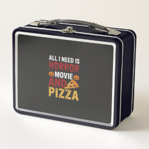 Halloween-Horrorfilm- und Pizza-Typografie Metall Brotdose