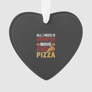 Halloween-Horrorfilm- und Pizza-Typografie Ornament