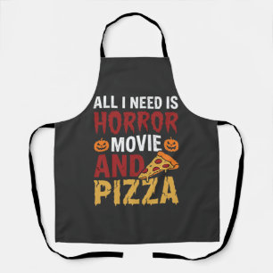 Halloween-Horrorfilm- und Pizza-Typografie Schürze