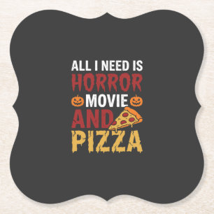 Halloween-Horrorfilm- und Pizza-Typografie Untersetzer