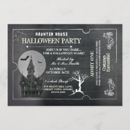 Halloween House Party Einladung Horror Chalk Ticke
