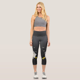 Halloween House, Schwarze Katzen, Fledermäuse, Kür Capri Leggings