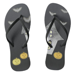 Halloween House, Schwarze Katzen, Fledermäuse, Kür Flip Flops