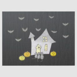 Halloween House, Schwarze Katzen, Fledermäuse, Kür Seidenpapier