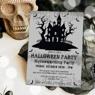 Halloween Housewarming Party Grau Halloween-Party Einladung