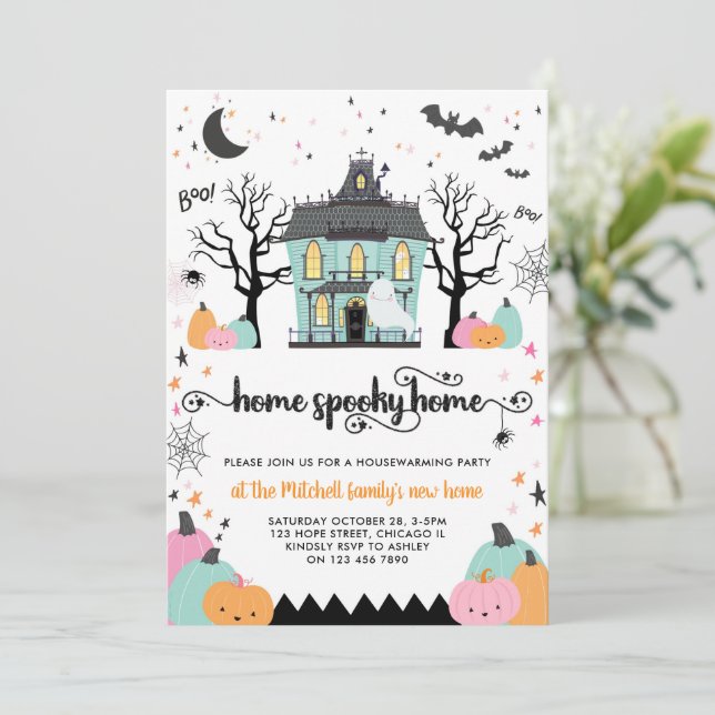 Halloween Housewarming Spooky Neues Zuhause-Party Einladung (Stehend Vorderseite)