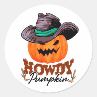 Halloween Howdy Pumpkin Cowboy Birthday Runder Aufkleber