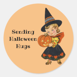 Halloween Hugs senden Runder Aufkleber