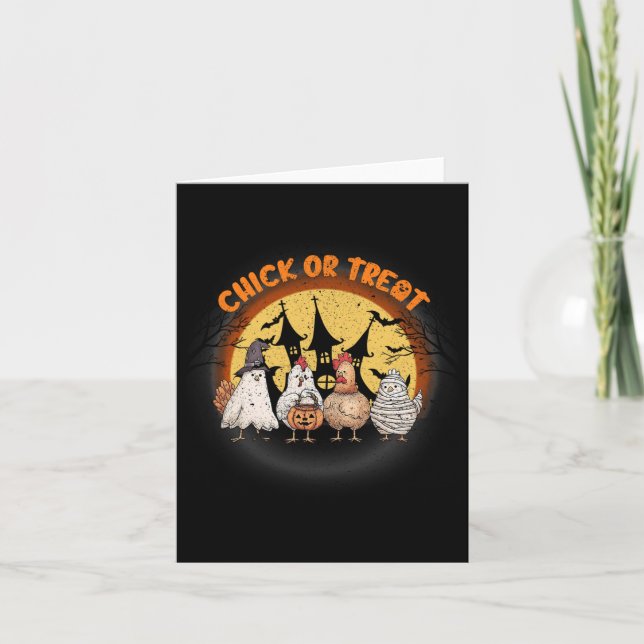 Halloween-Hühnchen-Skelettküken oder Leckerei-Spoo Karte (Vorderseite)
