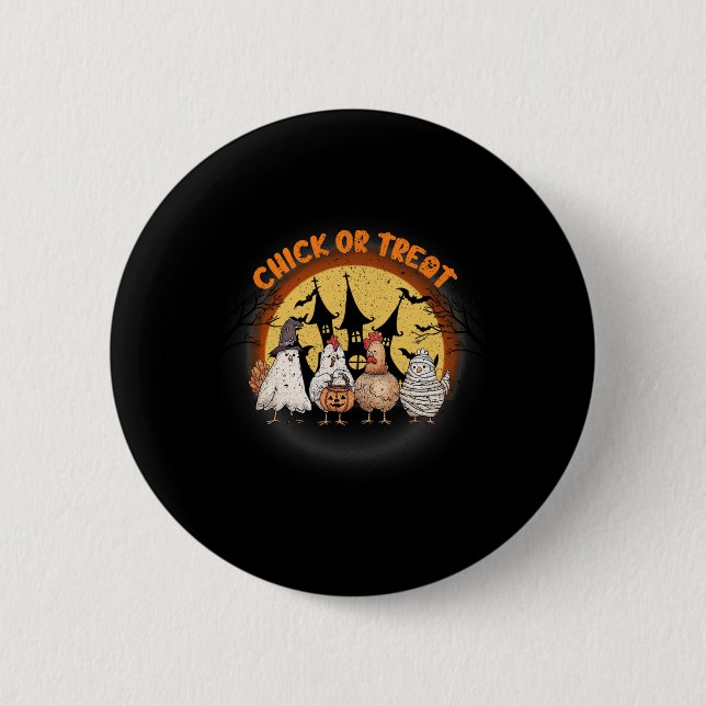 Halloween Hühner Skelett Küken oder behandeln grus Button (Vorderseite)