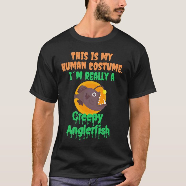 Halloween Human Costum Creepy Anglerfish Sea Creat T-Shirt (Vorderseite)