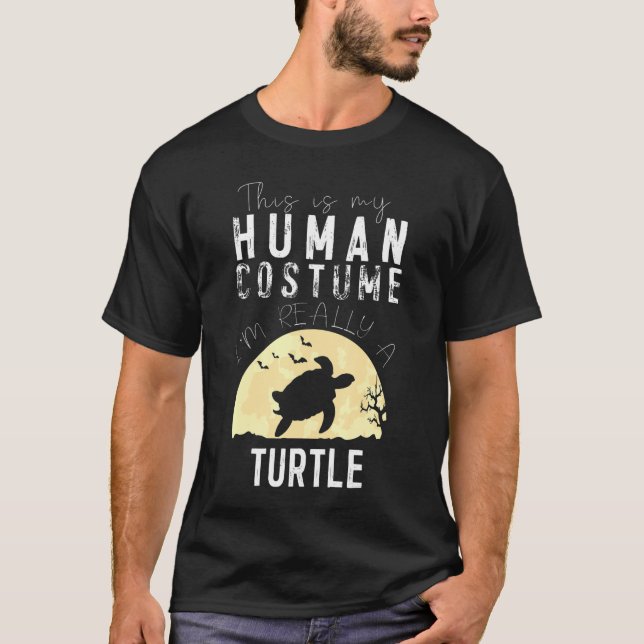 Halloween Human Costume Turtle Creepy Horror T-Shirt (Vorderseite)