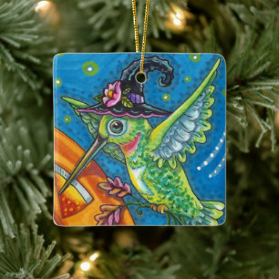 HALLOWEEN HUMMINGBIRD, KÜRBISLATERNE WHIMSY Blank Keramikornament