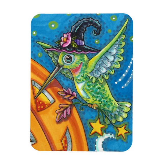HALLOWEEN HUMMINGBIRD & KÜRBISLATERNE WHIMSY MAGNET (Vertikal)