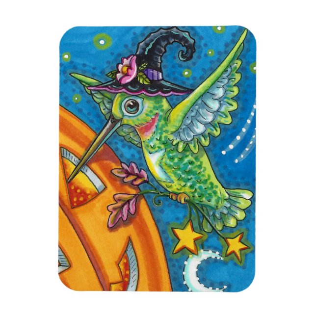 HALLOWEEN HUMMINGBIRD & KÜRBISLATERNE WHIMSY MAGNET (Vertikal)