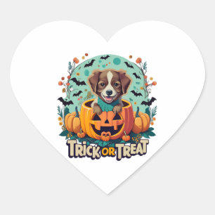 Halloween Hund 1 Herz-Aufkleber