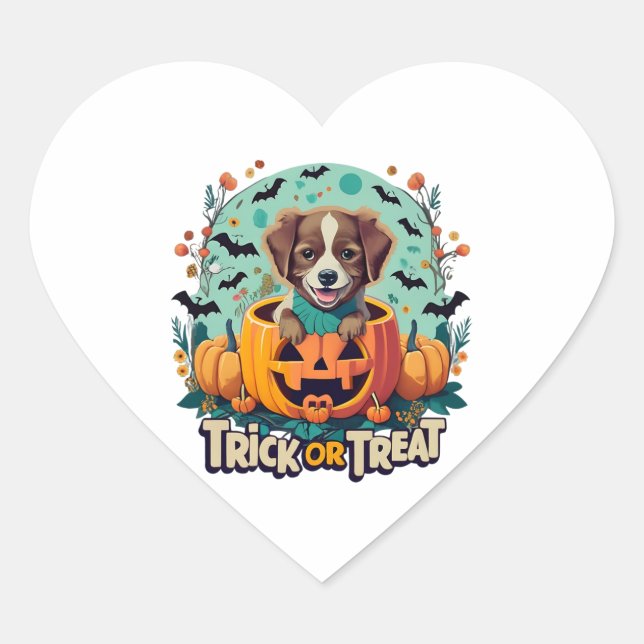 Halloween Hund 1 Herz-Aufkleber (Vorderseite)
