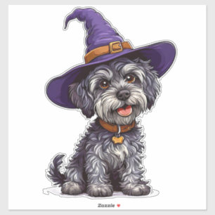 Halloween-Hund-Aufkleber mit Hexenhut-Aufkleber Aufkleber