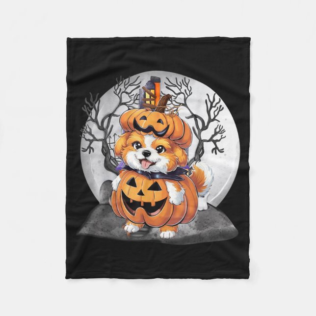 Halloween-Hund Fleecedecke (Vorderseite)