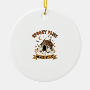 Halloween-Hund-Geisterpfoten Keramik Ornament
