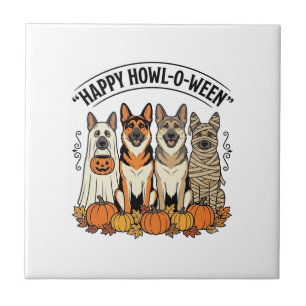 Halloween Hund Glückliches Howl-O-Ween Vintage Deu Fliese