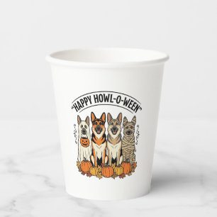 Halloween Hund Glückliches Howl-O-Ween Vintage Deu Pappbecher